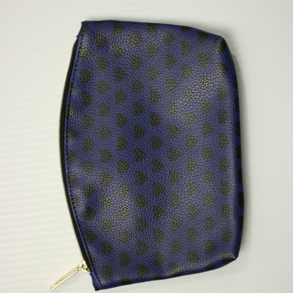 Ipsy Blue Black Hearts Pattern Mini Cosmetic Makeup Bag - Picture 2 of 5